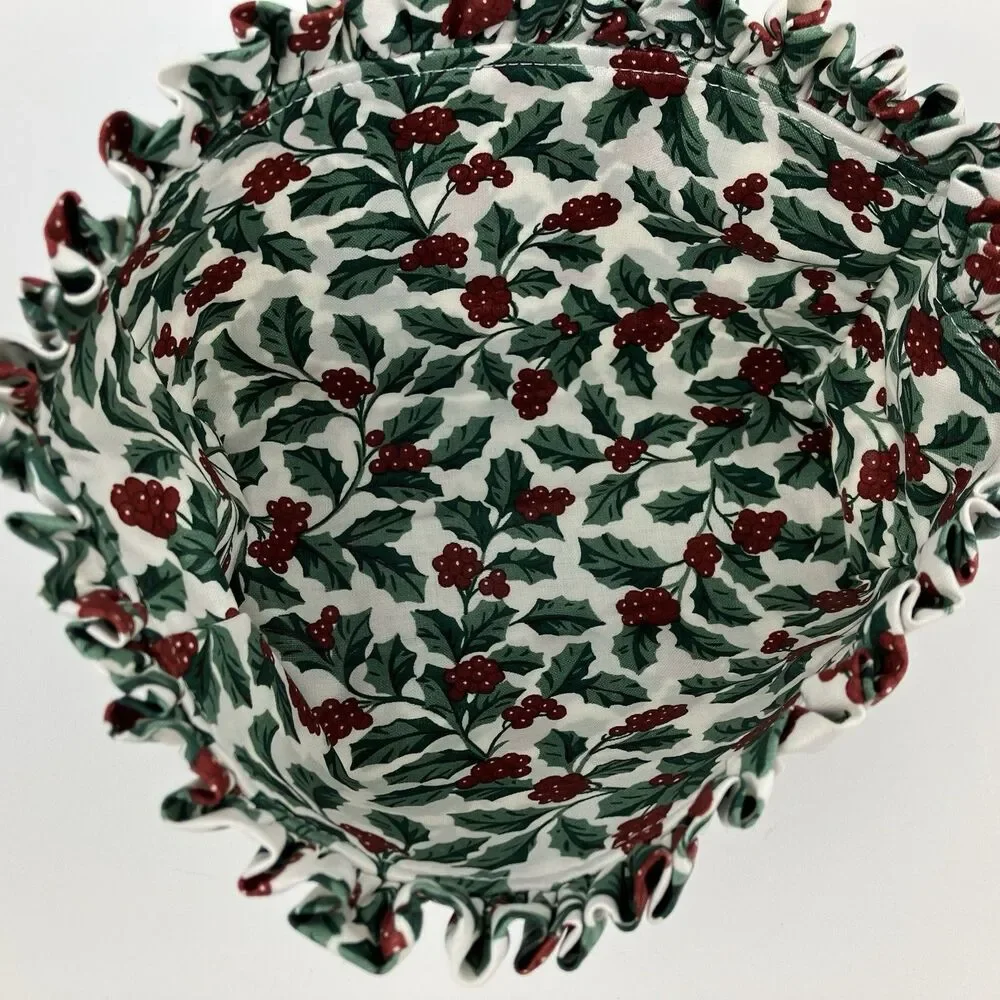 Longaberger Candle Basket Liner Traditional Holly | 8x3x5